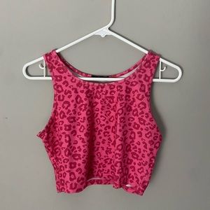 Pink Leopard Print Crop Top